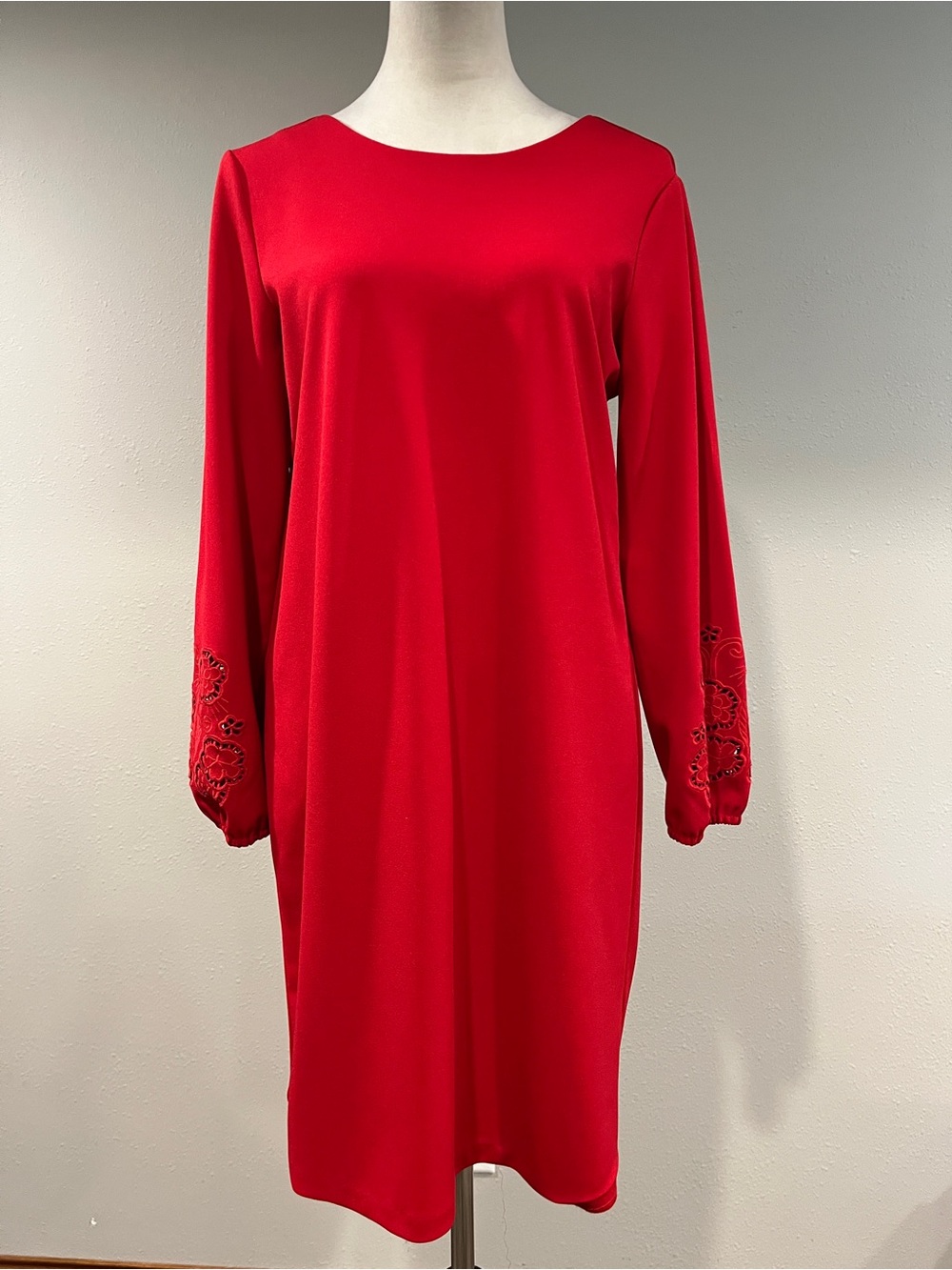 Spense vintage Red Long Sleeve stretchy knee length Dress size 8